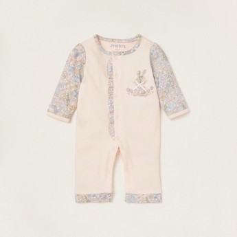 Juniors Floral Print Open Feet Sleepsuit with Long Sleeves