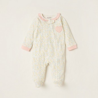 Juniors All-Over Printed Closed Feet Sleepsuit with Long Sleeves