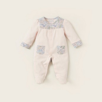 Juniors Floral Print Closed Feet Sleepsuit with Long Sleeves