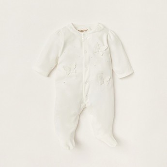 Giggles Embroidered Closed Feet Sleepsuit with Long Sleeves