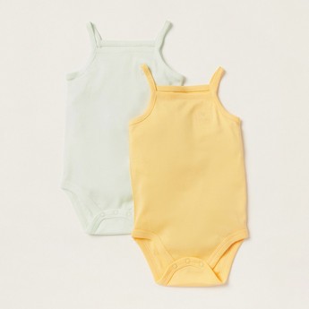 Juniors Solid Sleeveless Bodysuit with Snap Closure - Set of 2