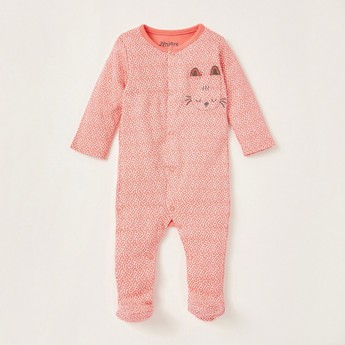 Juniors All-Over Printed Closed Feet Sleepsuit with Long Sleeves