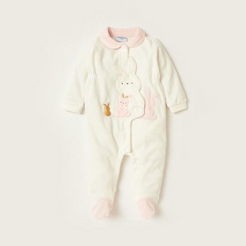 Juniors Rabbit Embroidered Closed Feet Sleepsuit with Long Sleeves