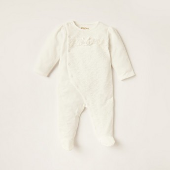 Giggles Textured Closed Feet Sleepsuit with Long Sleeves