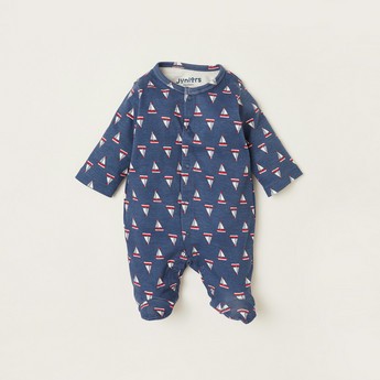 Juniors All-Over Printed Closed Feet Sleepsuit with Long Sleeves