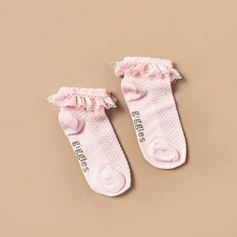 Giggles Embroidered Frill Detail Socks