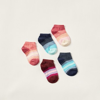 Juniors Striped Ankle Length Socks - Set of 5