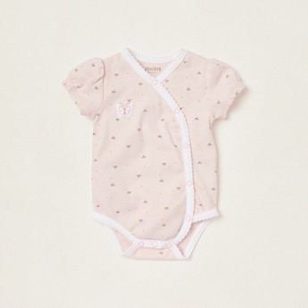 Juniors Printed Bodysuit with Short Sleeves