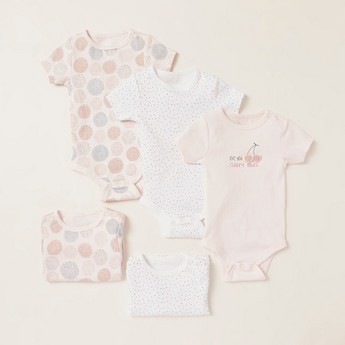 Juniors Printed Bodysuit with Short Sleeves - Set of 5