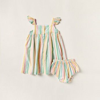 Juniors Striped Sleeveless Dress and Bloomer Set