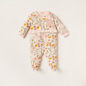 Juniors All-Over Floral Print Closed Feet Sleepsuit with Long Sleeves