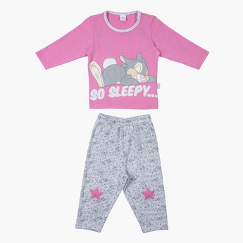 Disney Printed Long Sleeves T-shirt and Pyjama Set