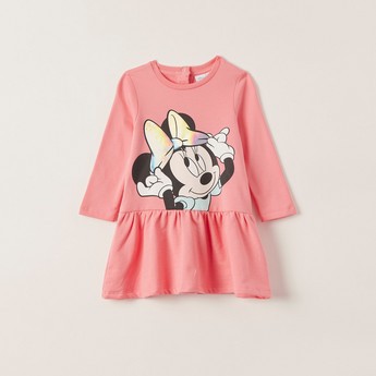 Minnie Mouse Printed Dress with Long Sleeves