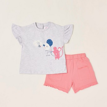 Juniors Printed T-shirt and Shorts Set