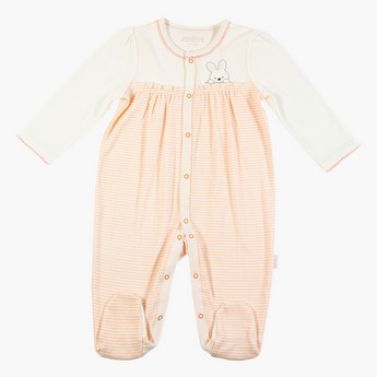 Juniors Striped Closed Feet Sleepsuit with Long Sleeves