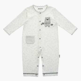 Juniors Happy Bear Open Feet Sleepsuit with Snap Button Closure