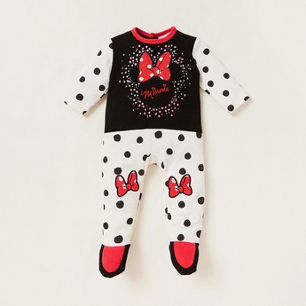 Disney Minnie Mouse Print Closed Feet Sleepsuit with Long Sleeves