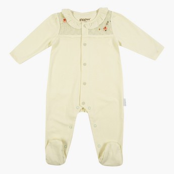 Giggles Closed Feet Sleepsuit with Long Sleeves and Ruffle Detail