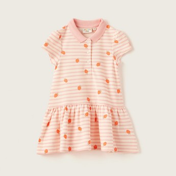 Juniors Striped Knit Dress with Short Sleeves