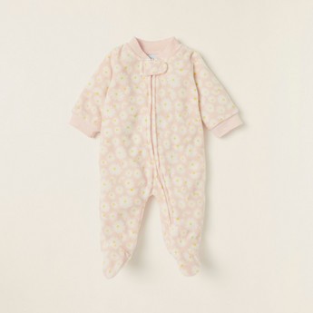 Juniors All-Over Floral Print Closed Feet Sleepsuit with Long Sleeves