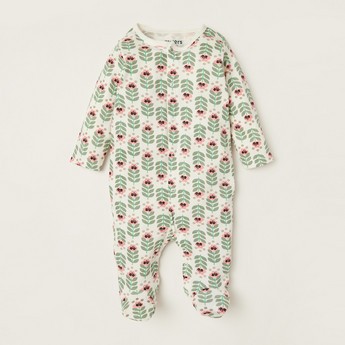 Juniors All-Over Printed Closed Feet Sleepsuit with Long Sleeves