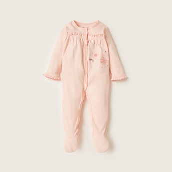 Juniors Embroidered Long Sleeves Sleepsuit with Closed Feet