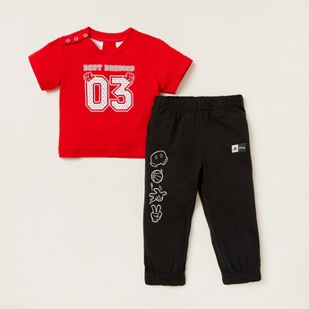 adidas Printed Short Sleeves T-shirt and Track Pant Set