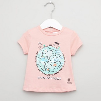 Expo 2020 Printed T-shirt with Round Neck and Short Sleeves