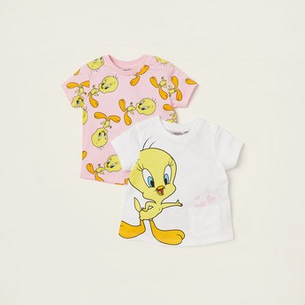 Tweety Print T-shirt with Short Sleeves - Set of 2