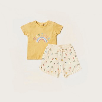 Juniors Printed T-shirt and All-Over Printed Shorts Set