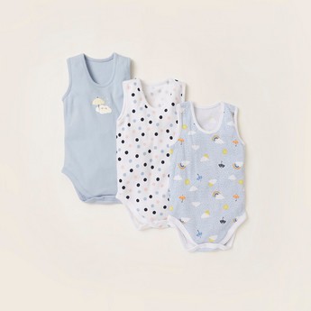 Juniors 3-Piece Printed Sleeveless Bodysuit Set