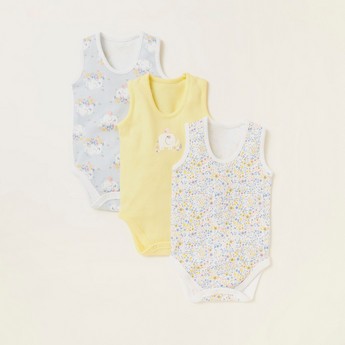 Juniors Printed Sleeveless Bodysuit - Set of 3