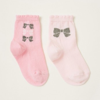 Juniors Printed Socks with Scalloped Hem - Pack of 2
