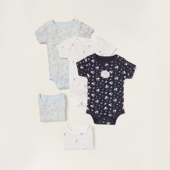 Juniors Printed Bodysuit with Short Sleeves - Set of 5