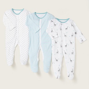 Juniors Printed Long Sleeves Sleepsuit - Set of 3