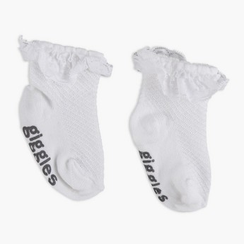 Giggles Embroidered Frill Detail Socks