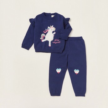 Juniors Unicorn Print T-shirt and Joggers Set