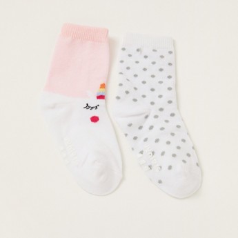 Juniors Printed Socks with Cuffed Hem - Pack of 2