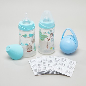 Suavinex Feeding Bottles with Free Sterilizer Tablets and Soother Holder