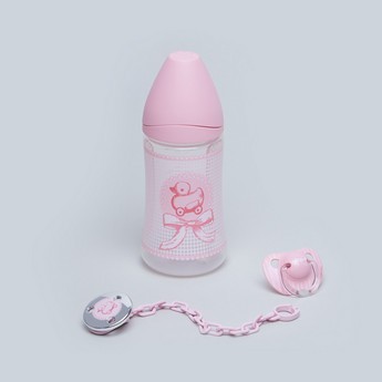 Sauvinex Feeding Bottle with Pacifier and Chain