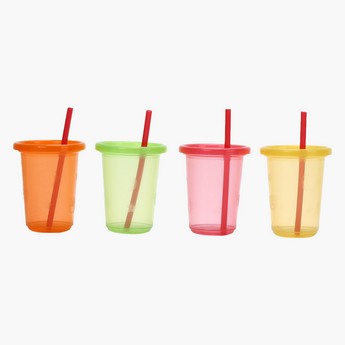 Juniors Disposable Tumbler Cup with Straw - Set of 4