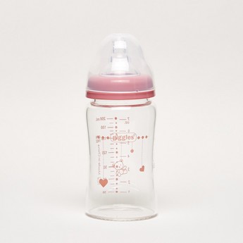 Giggles Printed Glass Feeding Bottle - 200 ml