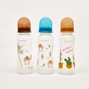 Juniors Printed 3-Piece Feeding Bottle Set - 250 ml