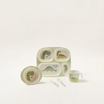 Juniors Dinosaur Print 5-Piece Dinner Set