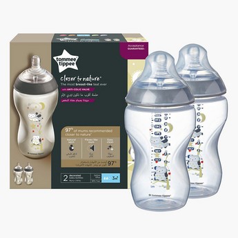 Tommee Tippee Closer to Nature 2-Piece Printed Feeding Bottle with Cap - 340 ml