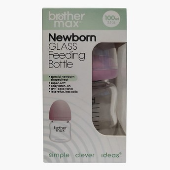 Brothermax Newborn Pink Feeding Glass Bottle - 100 ml