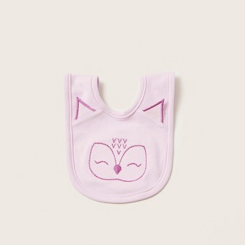 Juniors Fox Embroidered Bib with Press Button Closure