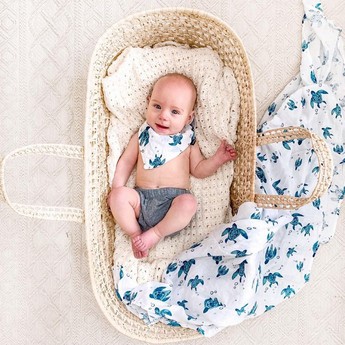 Bebe Au Lait Sea Turtle Print Bamboo Blend Bandana Bib