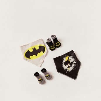 Batman Print 4-Piece Bib and Booties Set