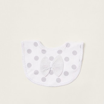 Giggles All-Over Printed Bib with Press Button Closure and Bow Applique